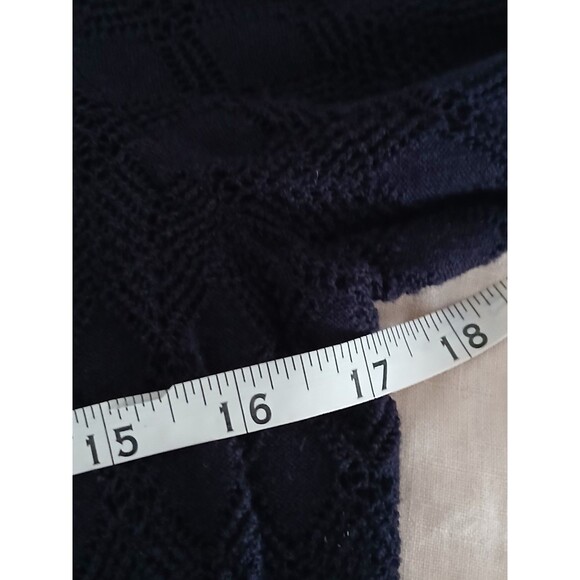 Talbots Navy Blue Knit Button-Up Cardigan Sz Small /Petite Short-Sleeve CoverUp - Picture 5 of 6